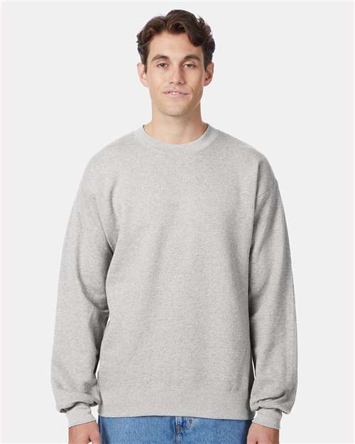 Hanes F260 Unisex Ultimate Cotton Crewneck Sweatshirt - Ash - model front