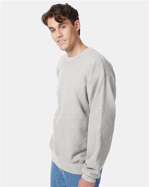 Hanes F260 Unisex Ultimate Cotton Crewneck Sweatshirt - Ash - model side