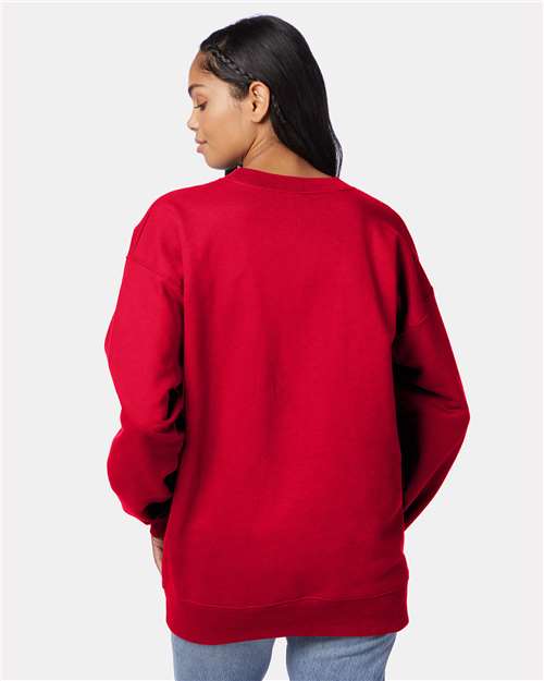 Hanes F260 Unisex Ultimate Cotton Crewneck Sweatshirt - Deep Red - model back