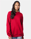 Hanes F260 Unisex Ultimate Cotton Crewneck Sweatshirt - Deep Red - model front