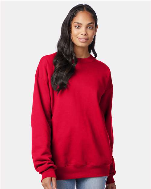 Hanes F260 Unisex Ultimate Cotton Crewneck Sweatshirt - Deep Red - model front