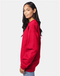 Hanes F260 Unisex Ultimate Cotton Crewneck Sweatshirt - Deep Red - model side