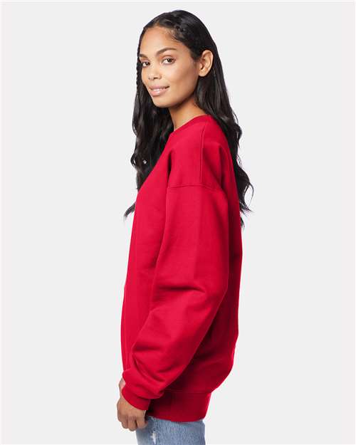 Hanes F260 Unisex Ultimate Cotton Crewneck Sweatshirt - Deep Red - model side