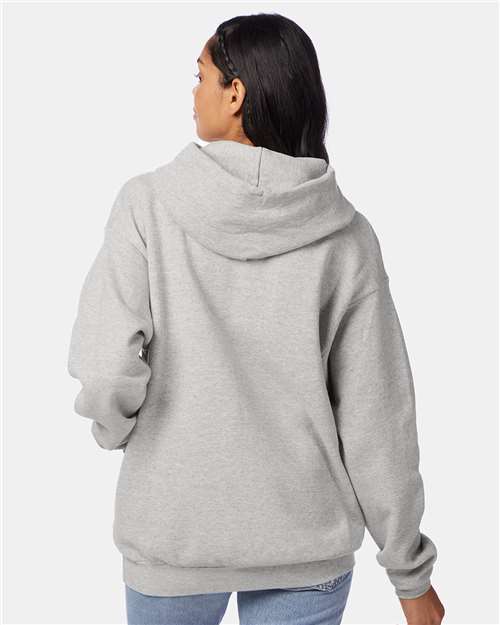 Hanes P170 EcoSmart Hooded Sweatshirt - Ash - model back