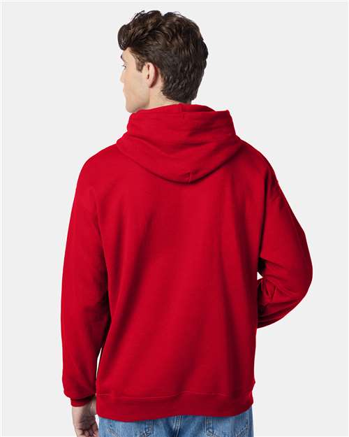 Hanes P170 EcoSmart Hooded Sweatshirt - Deep Red - model back