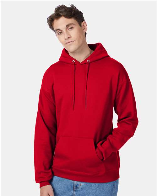 Hanes P170 EcoSmart Hooded Sweatshirt - Deep Red - model front