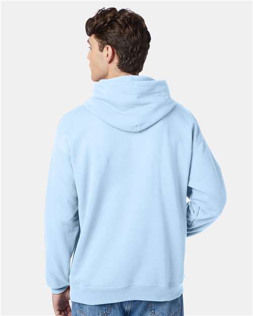 Hanes P170 EcoSmart Hooded Sweatshirt - Light Blue - model back