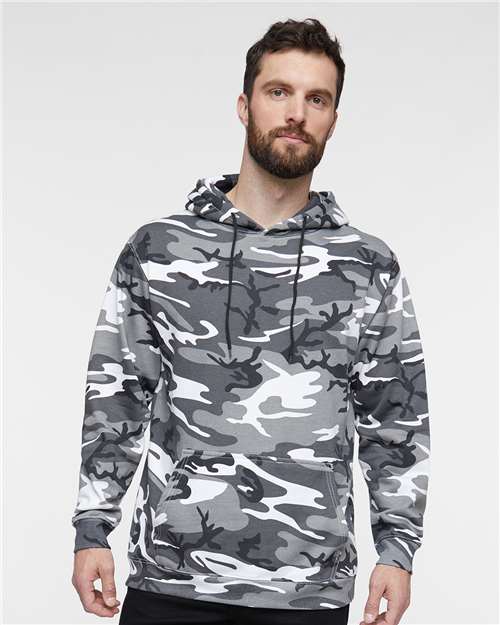 Code Five 3969 Unisex Camo Fleece Hoodie Sweatshirt - Urban Woodland - model front