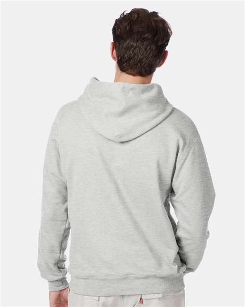 Hanes F170 Ultimate Cotton Hooded Sweatshirt - Ash - model back