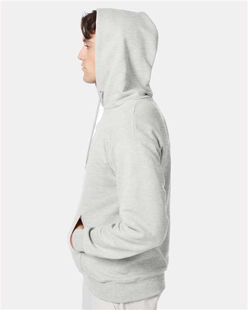 Hanes F170 Ultimate Cotton Hooded Sweatshirt - Ash - model side