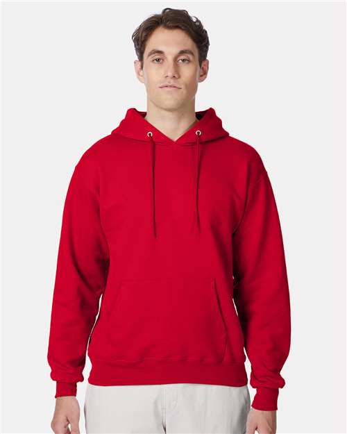 Hanes F170 Ultimate Cotton Hooded Sweatshirt - Deep Red - model front