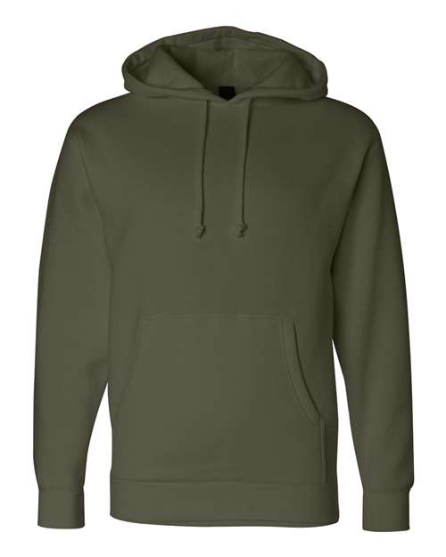 Independent Trading Co. IND4000 Heavyweight Hooded Sweatshirt - Army - flat front