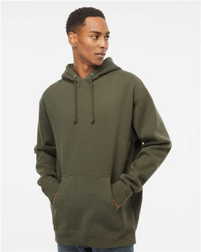 Independent Trading Co. IND4000 Heavyweight Hooded Sweatshirt - Army - model front