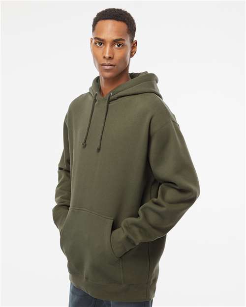 Independent Trading Co. IND4000 Heavyweight Hooded Sweatshirt - Army - model side