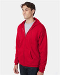 Hanes P180 Unisex EcoSmart Full-Zip Hooded Sweatshirt - Deep Red - model side