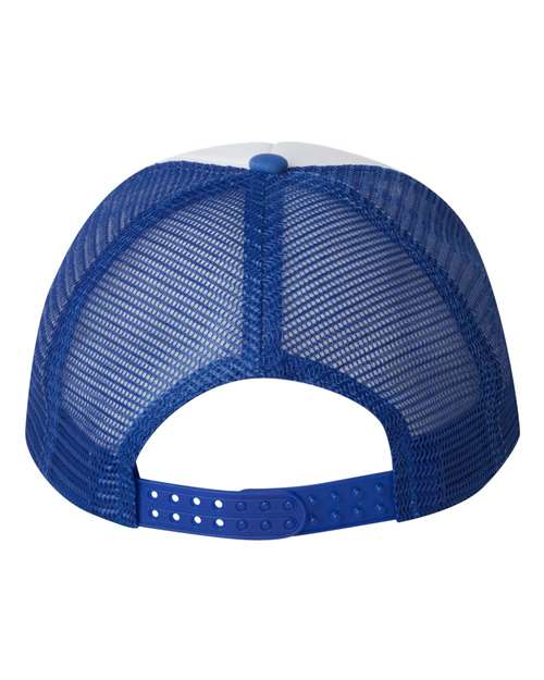 Valucap VC700 Foam Mesh-Back Trucker Cap - White/ Royal - back