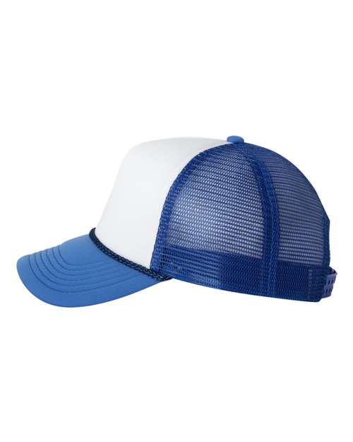 Valucap VC700 Foam Mesh-Back Trucker Cap - White/ Royal - side