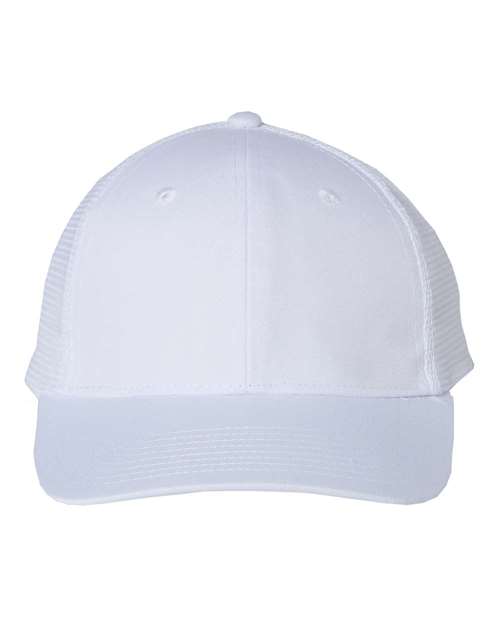 Valucap VC400 Mesh-Back Twill Trucker Cap - White - front