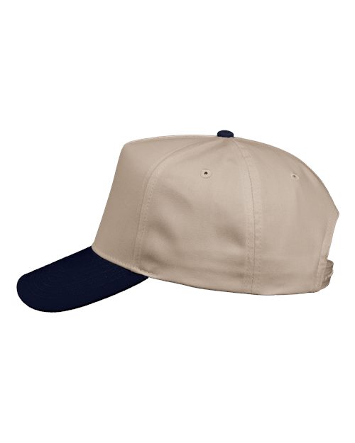 Valucap 8869 Five-Panel Twill Cap - Khaki/ Navy - side