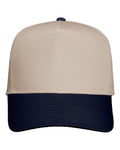 Valucap 8869 Five-Panel Twill Cap - Khaki/ Navy - front