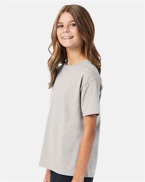 Hanes 5370 Youth EcoSmart T-Shirt - Ash - model side