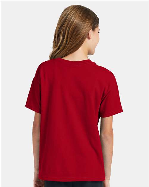 Hanes 5370 Youth EcoSmart T-Shirt - Deep Red - model back