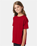 Hanes 5370 Youth EcoSmart T-Shirt - Deep Red - model side