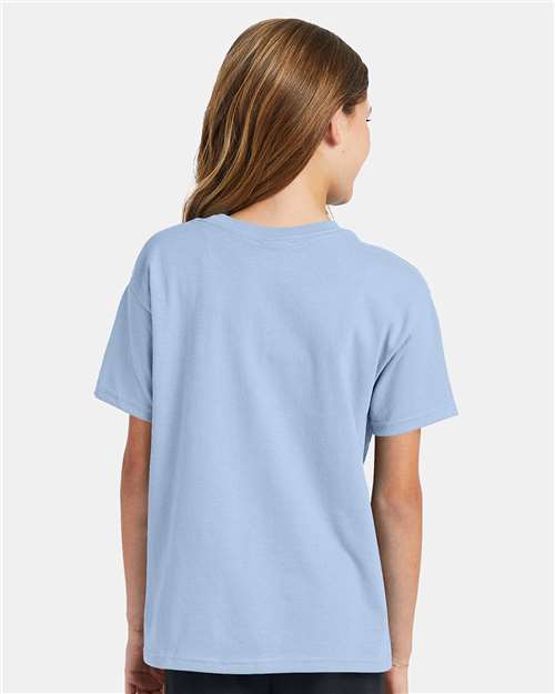 Hanes 5370 Youth EcoSmart T-Shirt - Light Blue - model back
