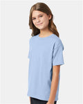Hanes 5370 Youth EcoSmart T-Shirt - Light Blue - model side