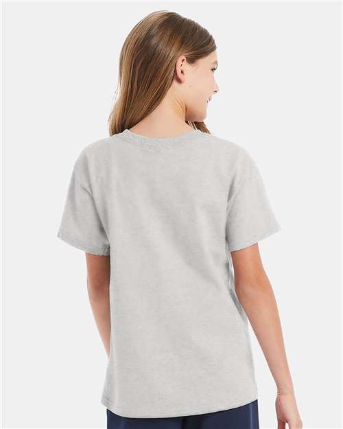 Hanes 5480 Youth Essential-T T-Shirt - Ash - model back
