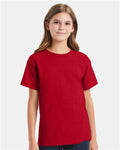 Hanes 5480 Youth Essential-T T-Shirt - Deep Red - model front