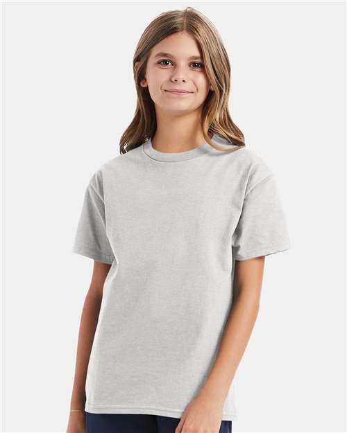 Hanes 5450 Youth Authentic T-Shirt - Ash - model front