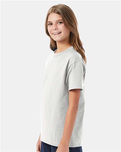 Hanes 5450 Youth Authentic T-Shirt - Ash - model side