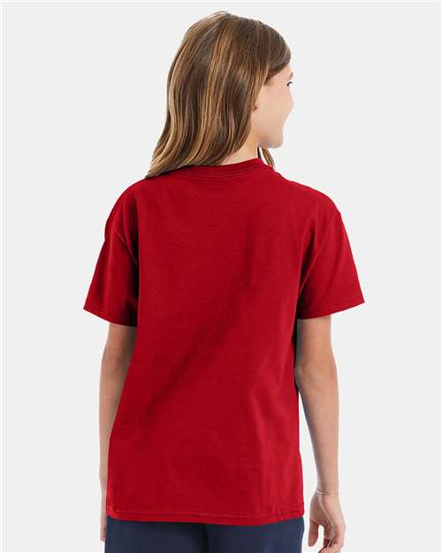 Hanes 5450 Youth Authentic T-Shirt - Deep Red - model back