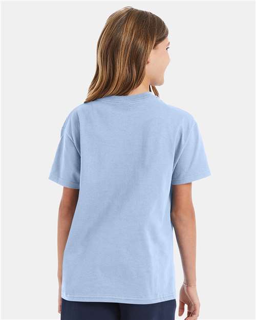 Hanes 5450 Youth Authentic T-Shirt - Light Blue - model back