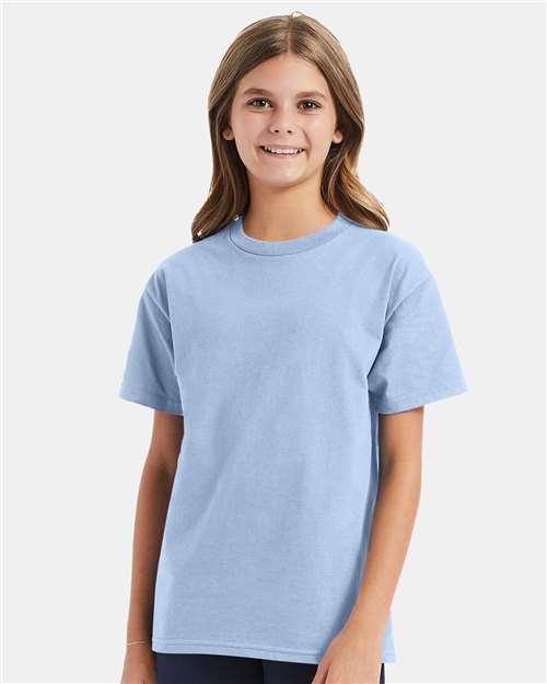 Hanes 5450 Youth Authentic T-Shirt - Light Blue - model front