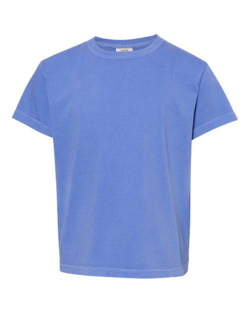 Comfort Colors 9018 Youth Garment-Dyed Heavyweight T-Shirt - Flo Blue - front