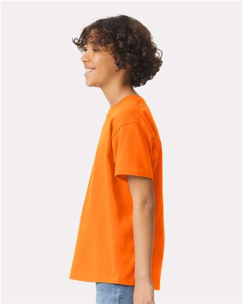Gildan 2000B Youth Ultra Cotton T-Shirt - Safety Orange - model side