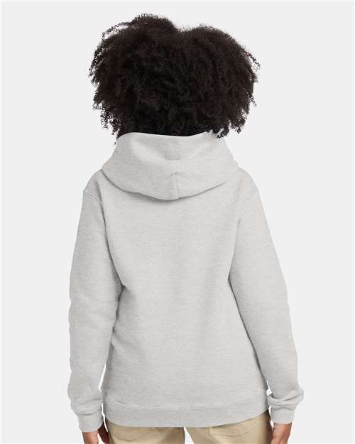 Hanes P473 Youth EcoSmart Hooded Sweatshirt - Ash - model back