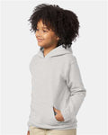 Hanes P473 Youth EcoSmart Hooded Sweatshirt - Ash - model side