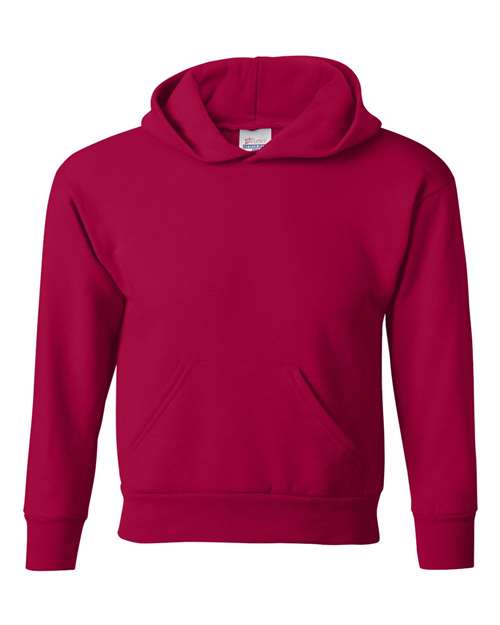 Hanes P473 Youth EcoSmart Hooded Sweatshirt - Deep Red - front