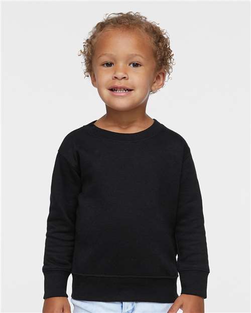 Rabbit Skins 3317 Toddler Fleece Crewneck Sweatshirt - Black - model front