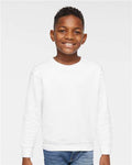 Rabbit Skins 3317 Toddler Fleece Crewneck Sweatshirt - White - model front