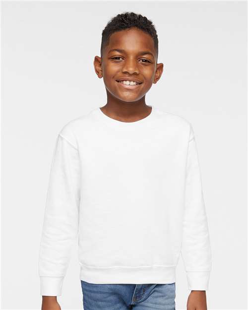 Rabbit Skins 3317 Toddler Fleece Crewneck Sweatshirt - White - model front