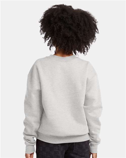 Hanes P360 Youth EcoSmart Crewneck Sweatshirt - Ash - model back