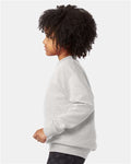 Hanes P360 Youth EcoSmart Crewneck Sweatshirt - Ash - model side