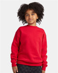 Hanes P360 Youth EcoSmart Crewneck Sweatshirt - Deep Red - model front