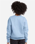 Hanes P360 Youth EcoSmart Crewneck Sweatshirt - Light Blue - model back