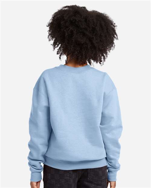 Hanes P360 Youth EcoSmart Crewneck Sweatshirt - Light Blue - model back