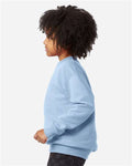 Hanes P360 Youth EcoSmart Crewneck Sweatshirt - Light Blue - model side